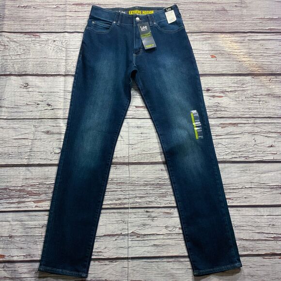 Lee Mens Jeans size Waist 30 x34" insm new nwt Dark Wash Jaxson Straight Stretch - Picture 2 of 12
